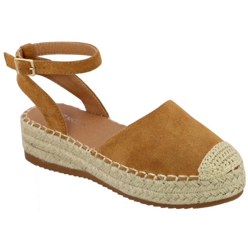 Women's Cap Toe Ankle Strap Espadrille-Chestnut